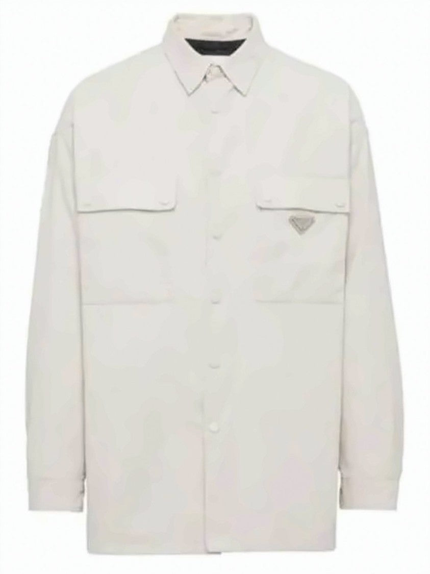 Prada Long-Sleeve White Button-Down Shirt With Emblem
