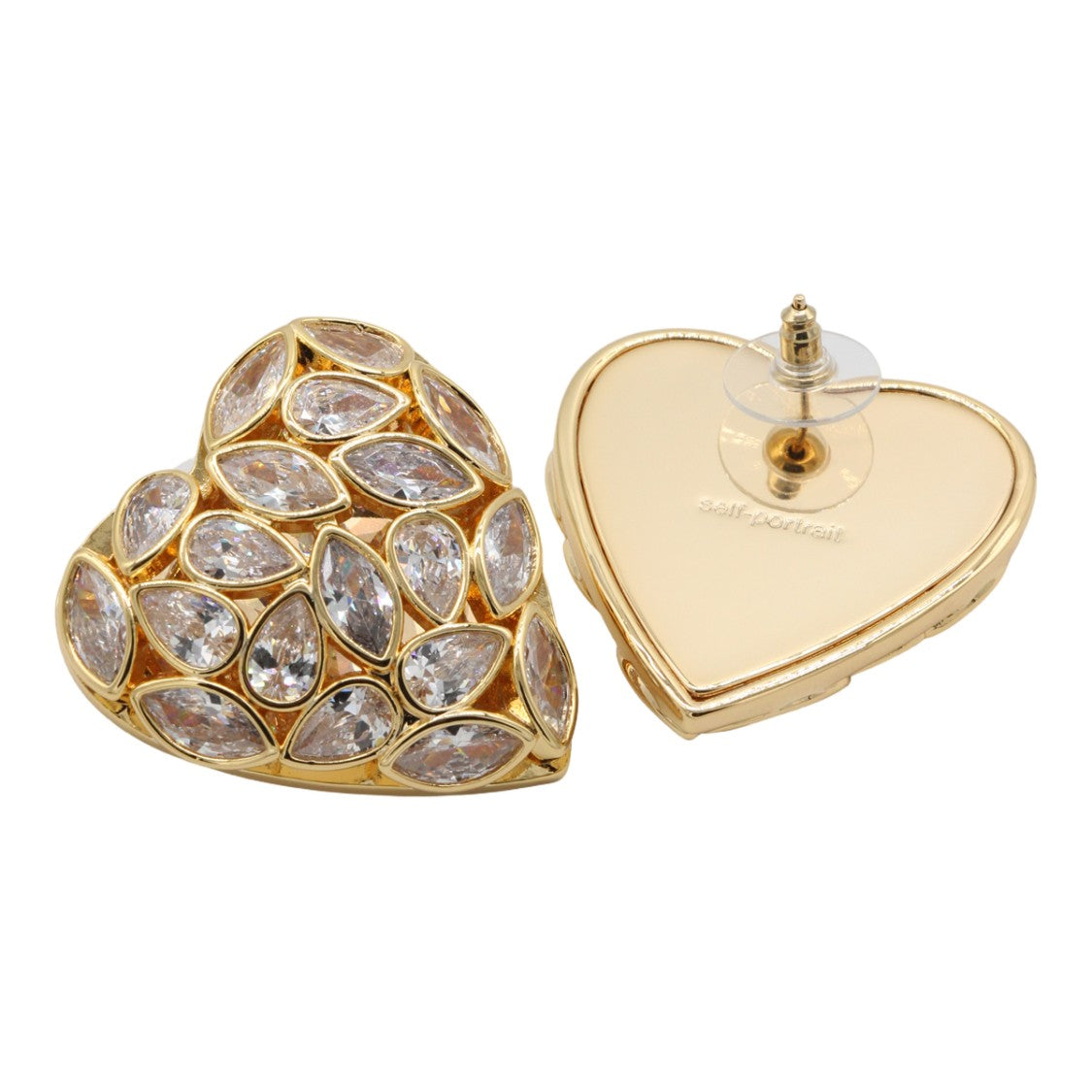 Self-Portrait Heart-Shaped Earrings With Teardrop Crystal Accents