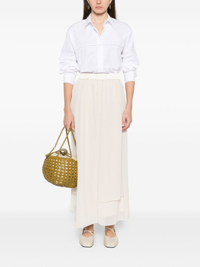 Peserico Tailored White Shirt With Horizontal Seam Detail