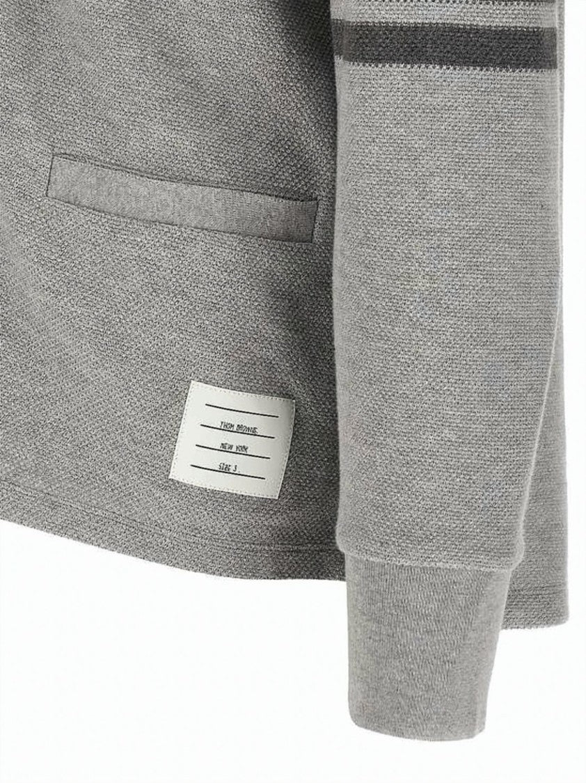 Thom Browne Textured Knit Cardigan With Striped Accents