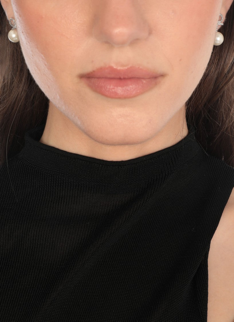 Self-Portrait Crystal Bow Pearl Jacket Earrings