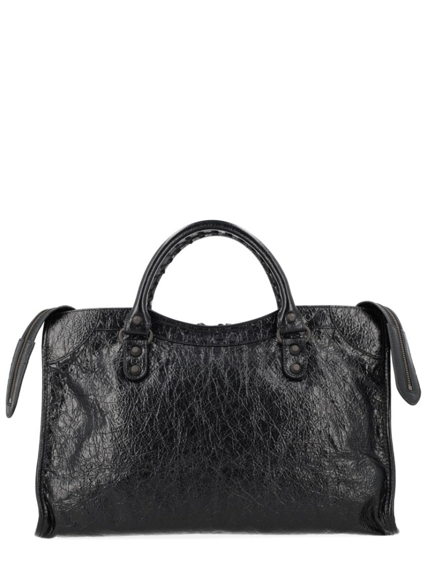 Balenciaga Medium Leather Handbag With Textured Glossy Finish