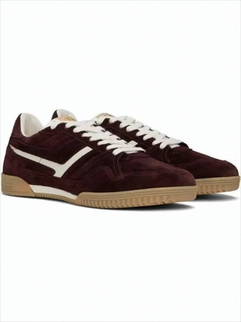Tom Ford Deep Burgundy Suede Low-Top Sneakers With Leather Lining