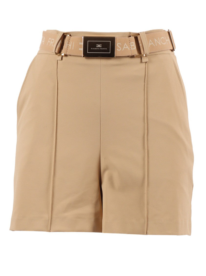Elisabetta Franchi High Waisted Tailored Buckle Shorts