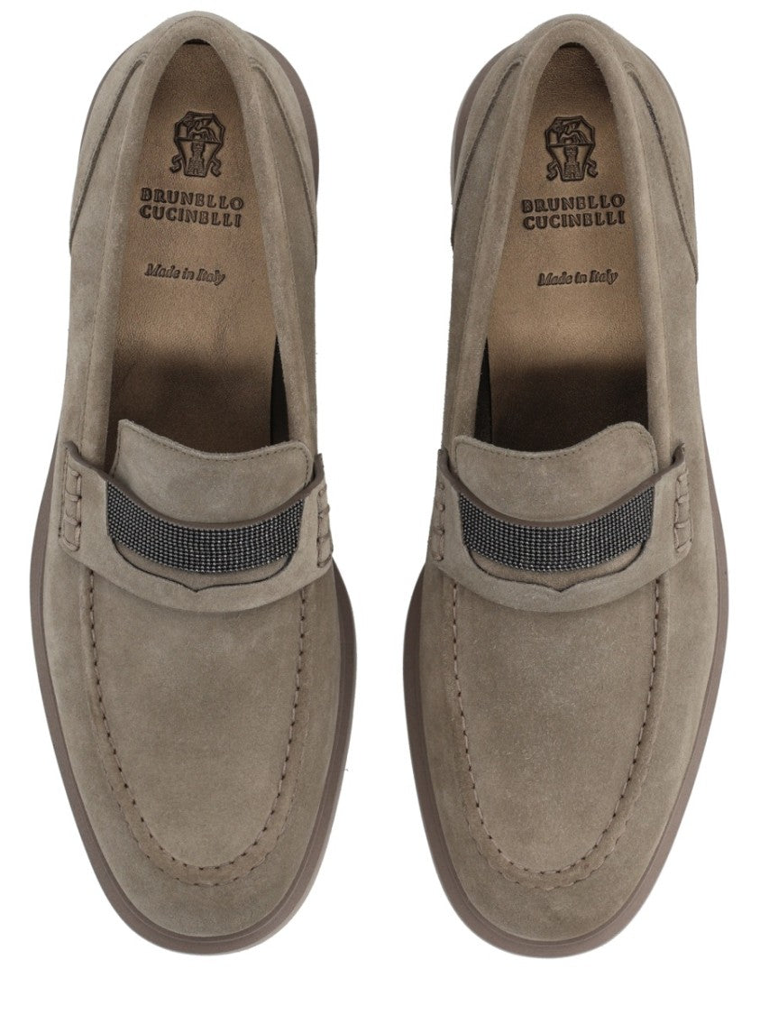 Brunello Cucinelli Sleek Rounded-Toe Leather Loafers
