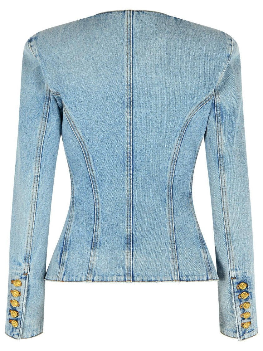 Balmain Light Blue Cotton Jacket