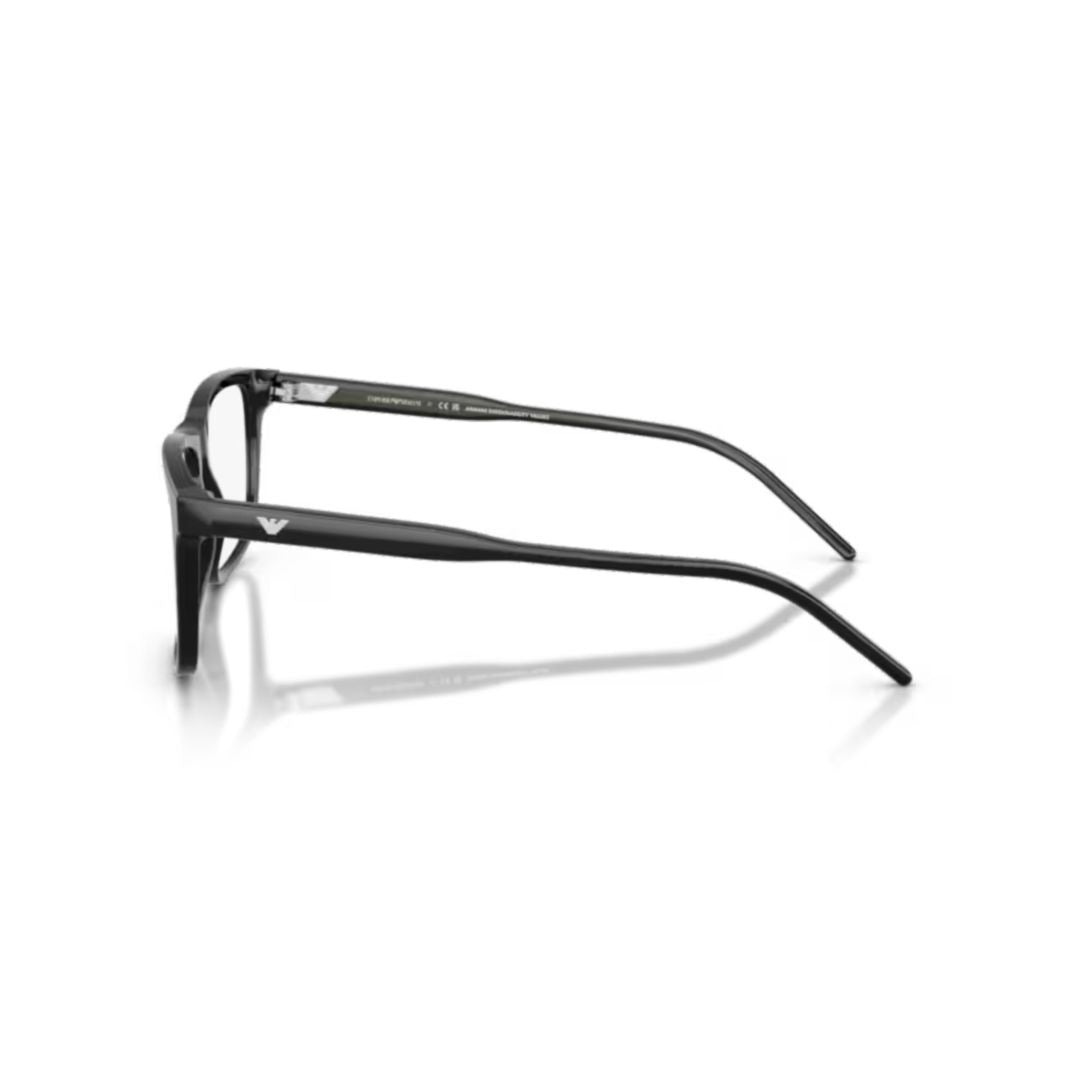 Emporio Armani 0Ea3257 Rectangular Black Acetate Eyeglasses With Polished Finish