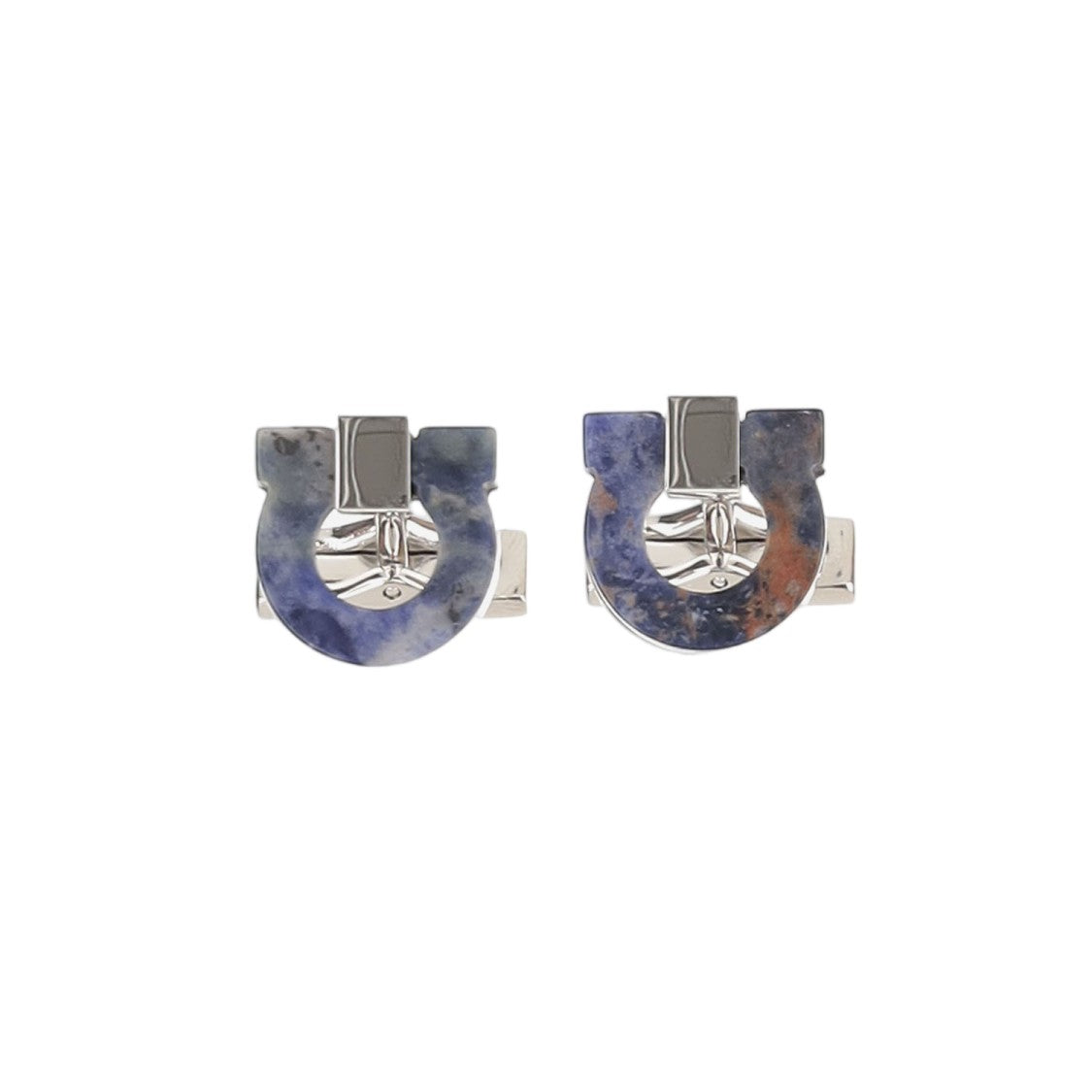 Salvatore Ferragamo Horseshoe-Shaped Cufflinks In Semiprecious Stone And Polished Brass