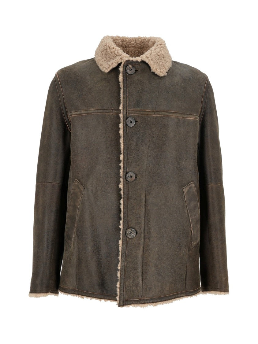 Gms-75 Brown Lamb Leather Shearling Jacket