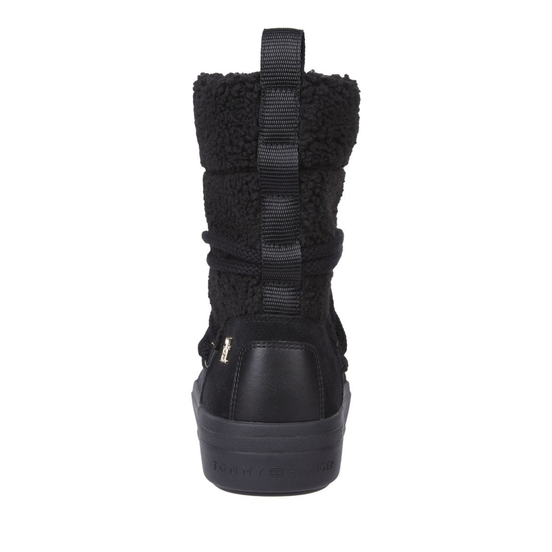 Tommy Hilfiger Black Textured Lace-Up Winter Boots