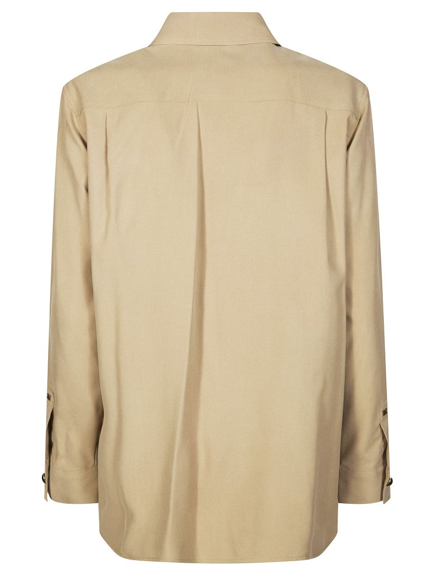 Max Mara Siamese Minimalist Silk Chest Pocket Shirt