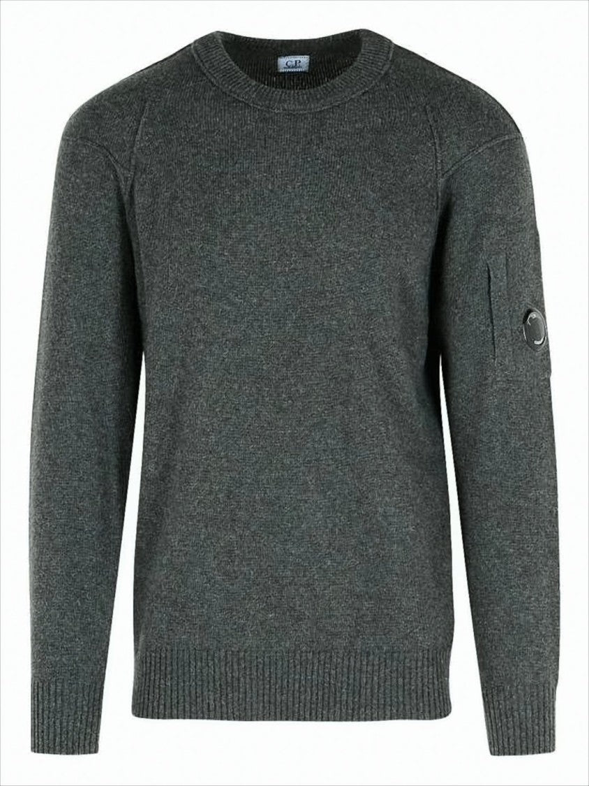 C.P. Company Textured Knit Sweater With Classic Crew Neck And Logo Detail