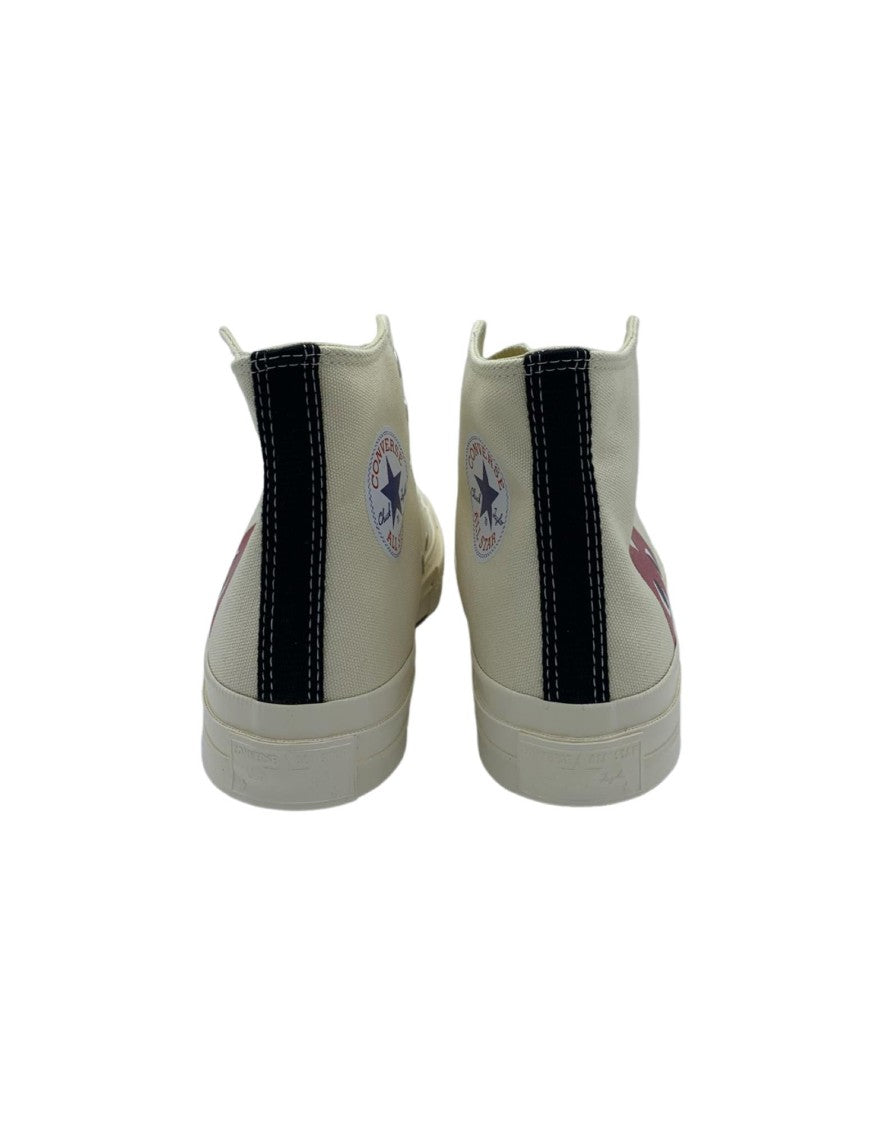 Cdg Play High-Top Off-White Sneakers With Iconic Heart Emblem