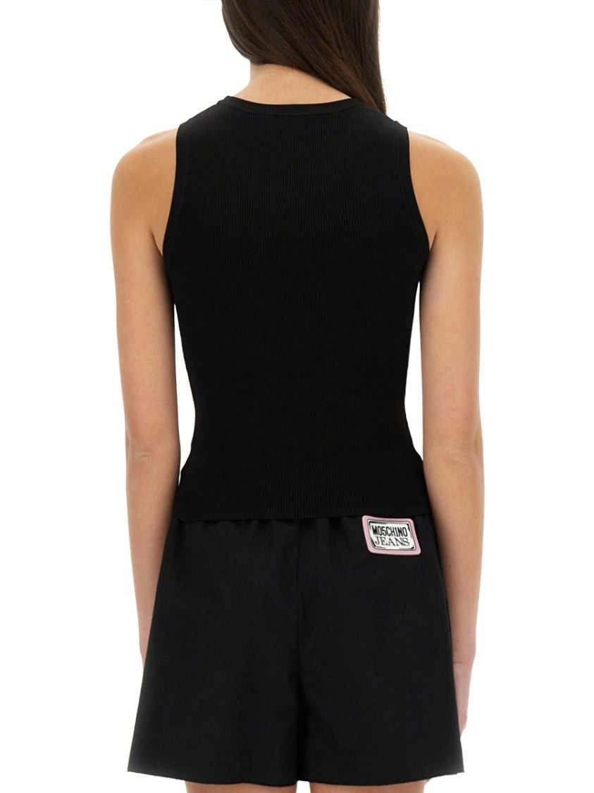 Moschino Slim-Fit Sleeveless Top With Bold Logo