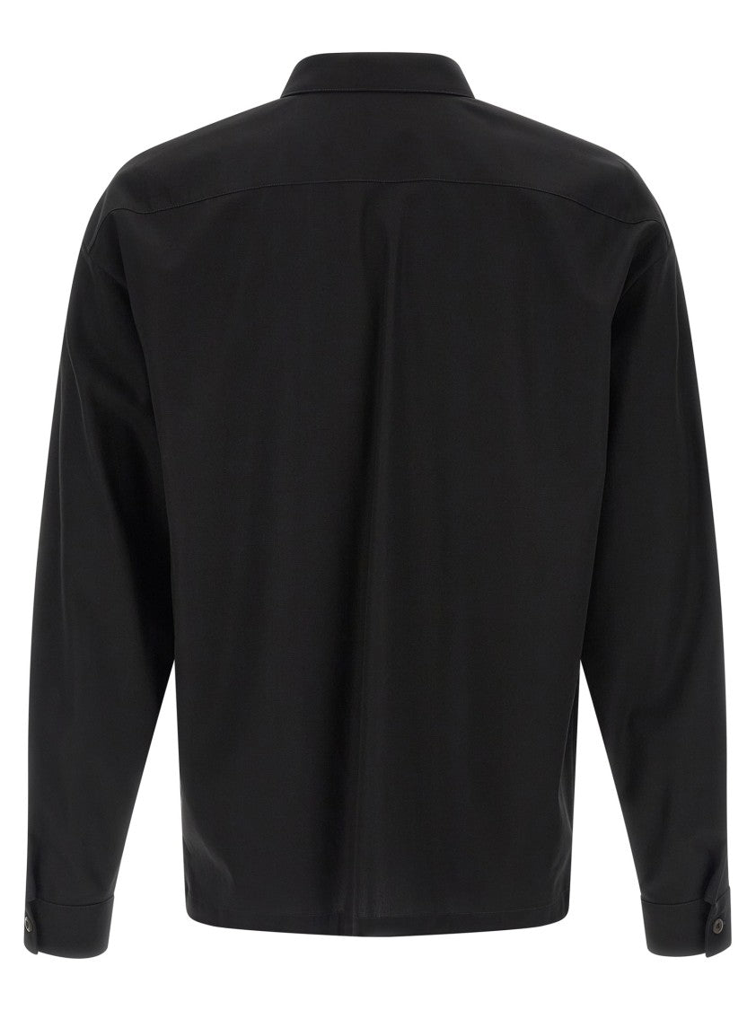 Prada Zip-Front Cotton Shirt With Triangle Logo Detail