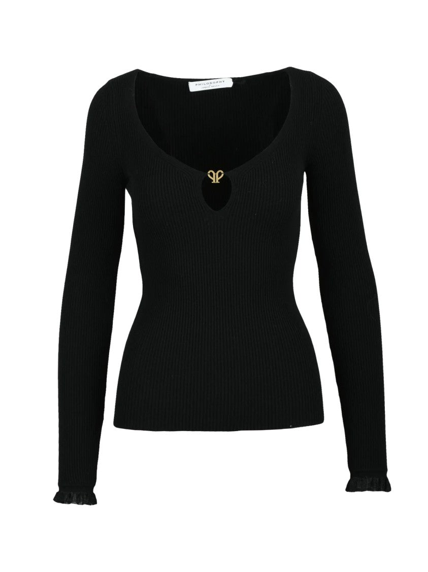 Philosophy Di Lorenzo Serafini Black Viscose Polyester Women's Knitwear