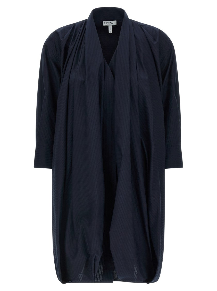 Loewe Balloon Silhouette Mini Dress With Draping And Anagram Embroidery