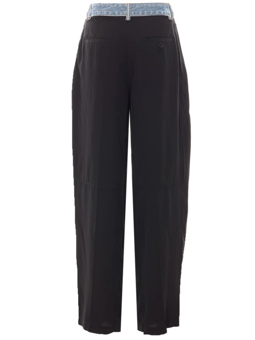 Alexander Wang Black Straight-Leg Denim Waistband Pants