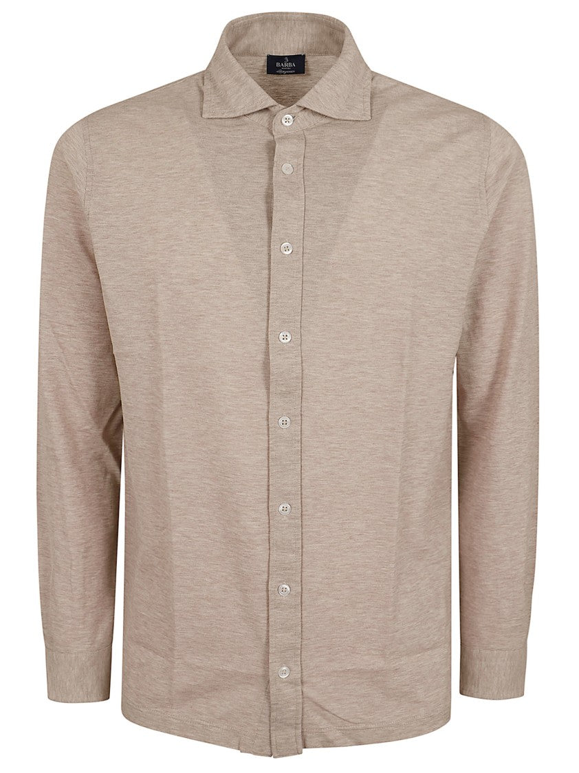 Barba Napoli Beige Oversized Shirt With Classic Button-Down Styling