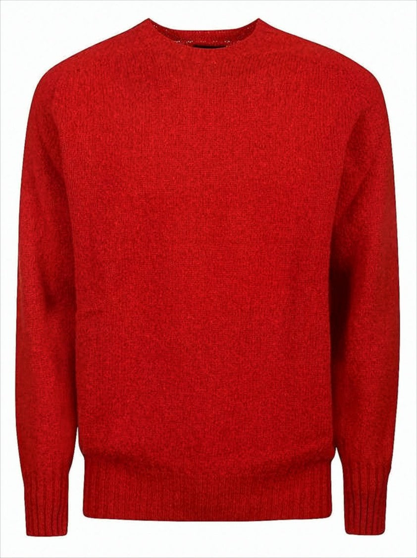 Howlin Vibrant Red Wool Sweater With Crew Neckline And Ribbed Details