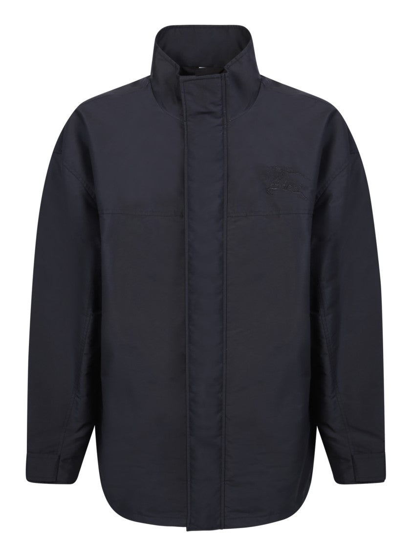 Burberry Black High Neck Jacket With Equestrian Knight Motif