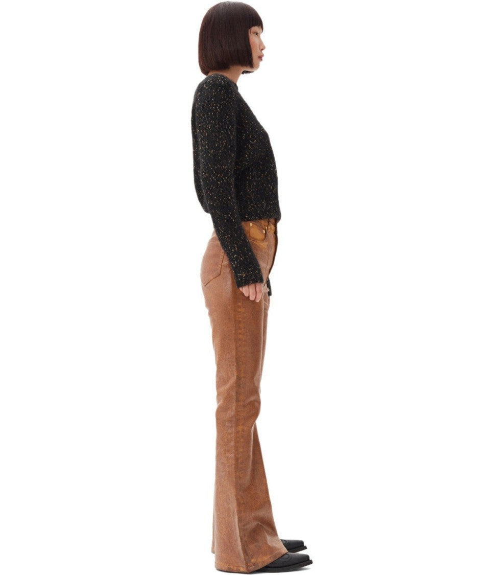 Ganni Melange Black Crewneck Jumper