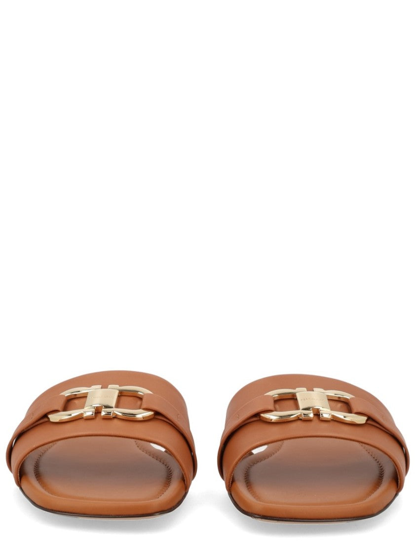 Ferragamo Gancini Calf Leather Minimalist Mules