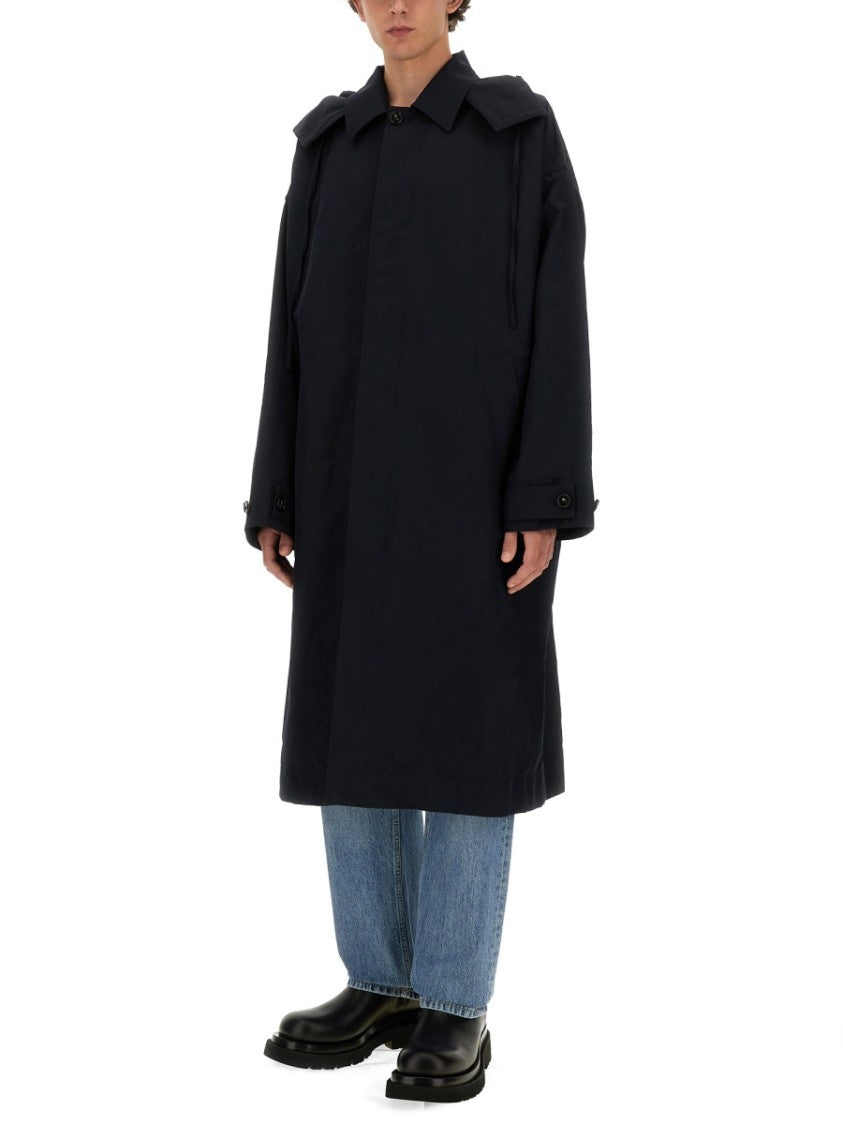 Bottega Veneta Hooded Trench Coat With Streamlined Silhouette