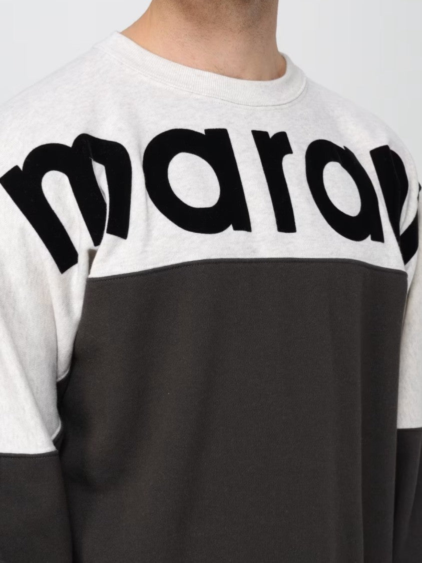 Isabel Marant Two-Tone Long-Sleeve Sweatshirt With Bold Logo