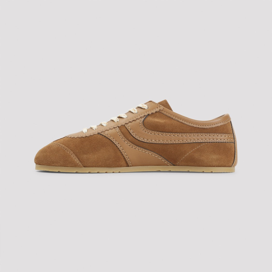 Dries Van Noten Low-Profile Leather Sneakers With Suede Paneling
