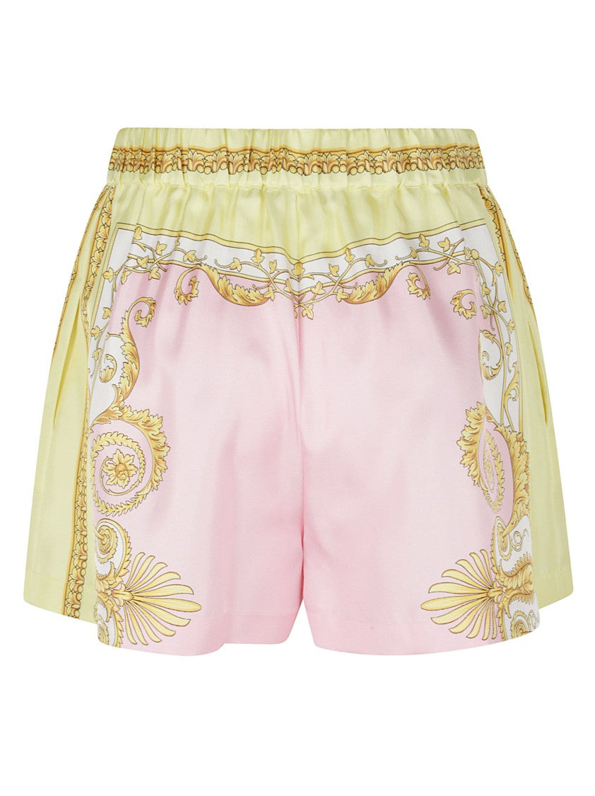 Versace Baroque-Inspired Silk Shorts With Elastic Waistband