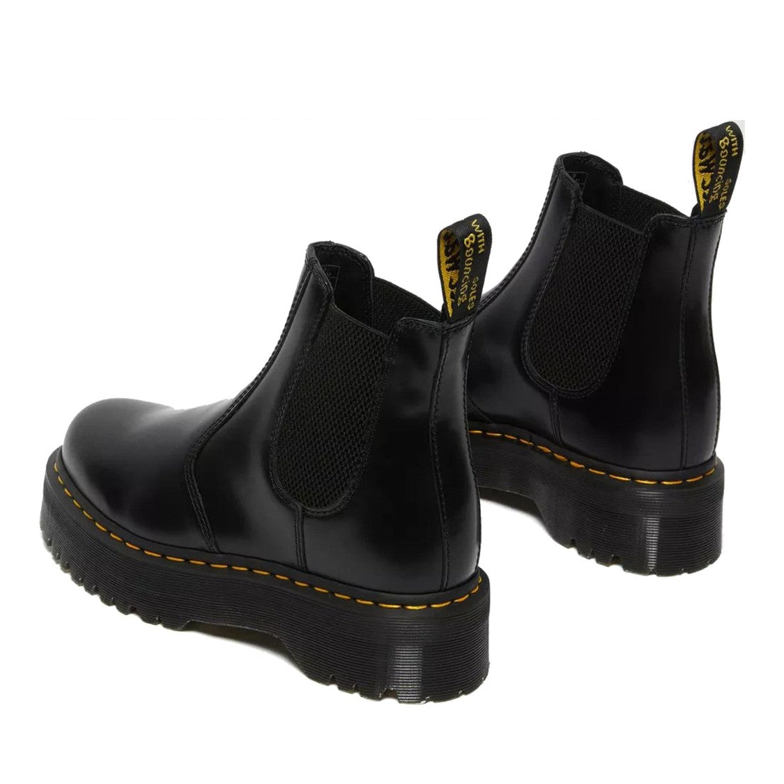 Dr. Martens Black 2976 Quad Smooth Chunky Platform Leather Ankle Boots