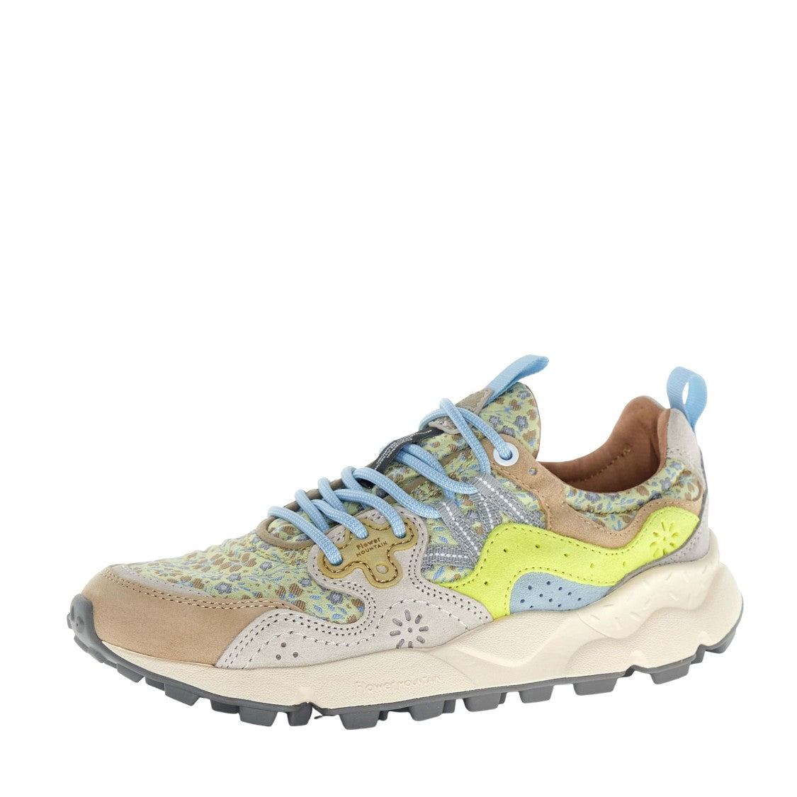 Flower Mountain Yamano 3 Sneaker In Beige Suede And Yellowish Canvas