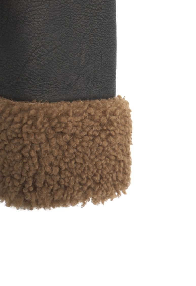 Stand Studio Cropped Faux Leather Jacket With Shearling Accents