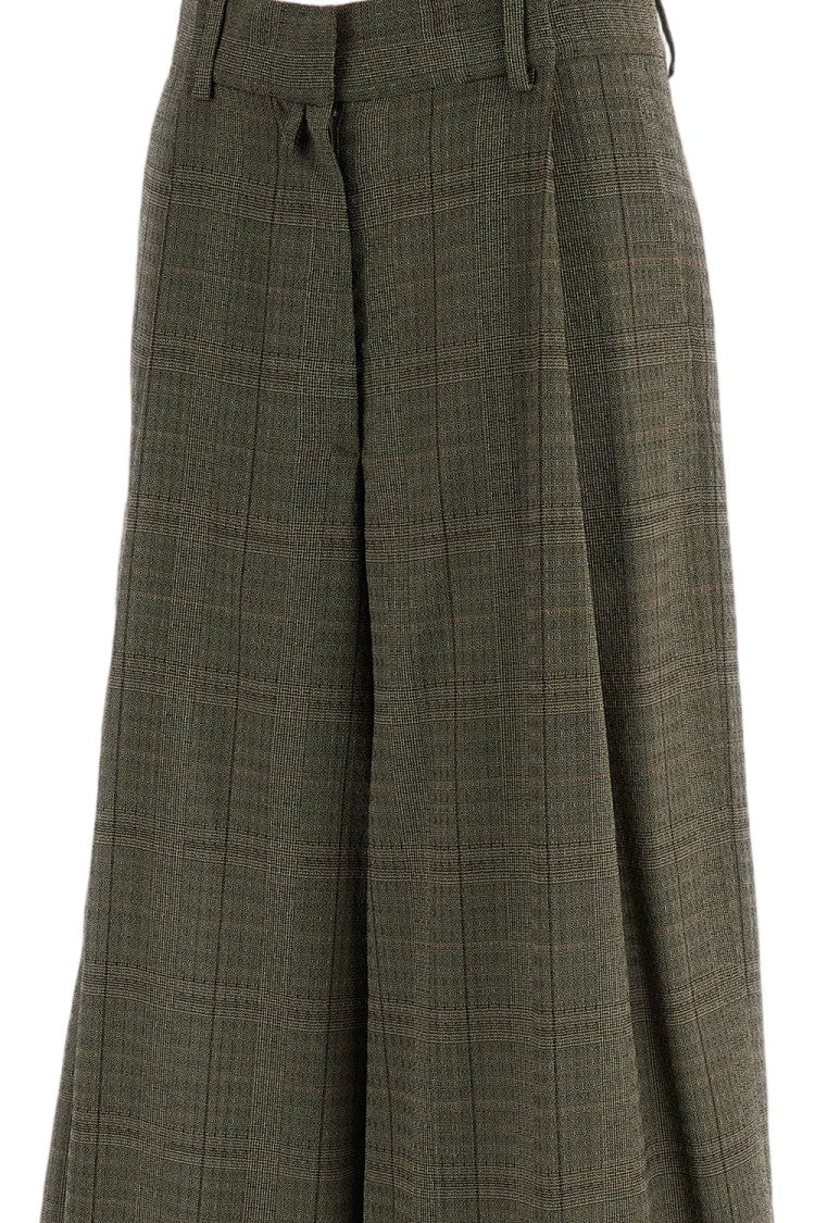 Dries Van Noten Oversized Check Pure Wool Wide-Leg Pants