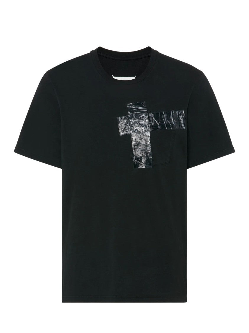 Maison Margiela Black Transparent Tape Detail Cotton T-Shirt