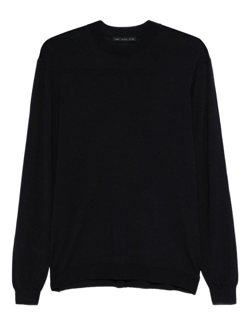 Low Brand Navy Blue Crewneck Sweater In Extra-Fine Merino Wool
