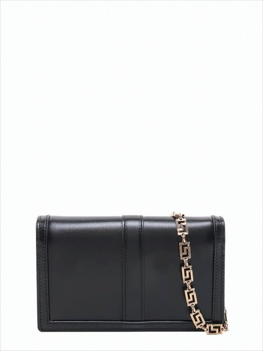 Versace Structured Black Calf Leather Clutch Bag