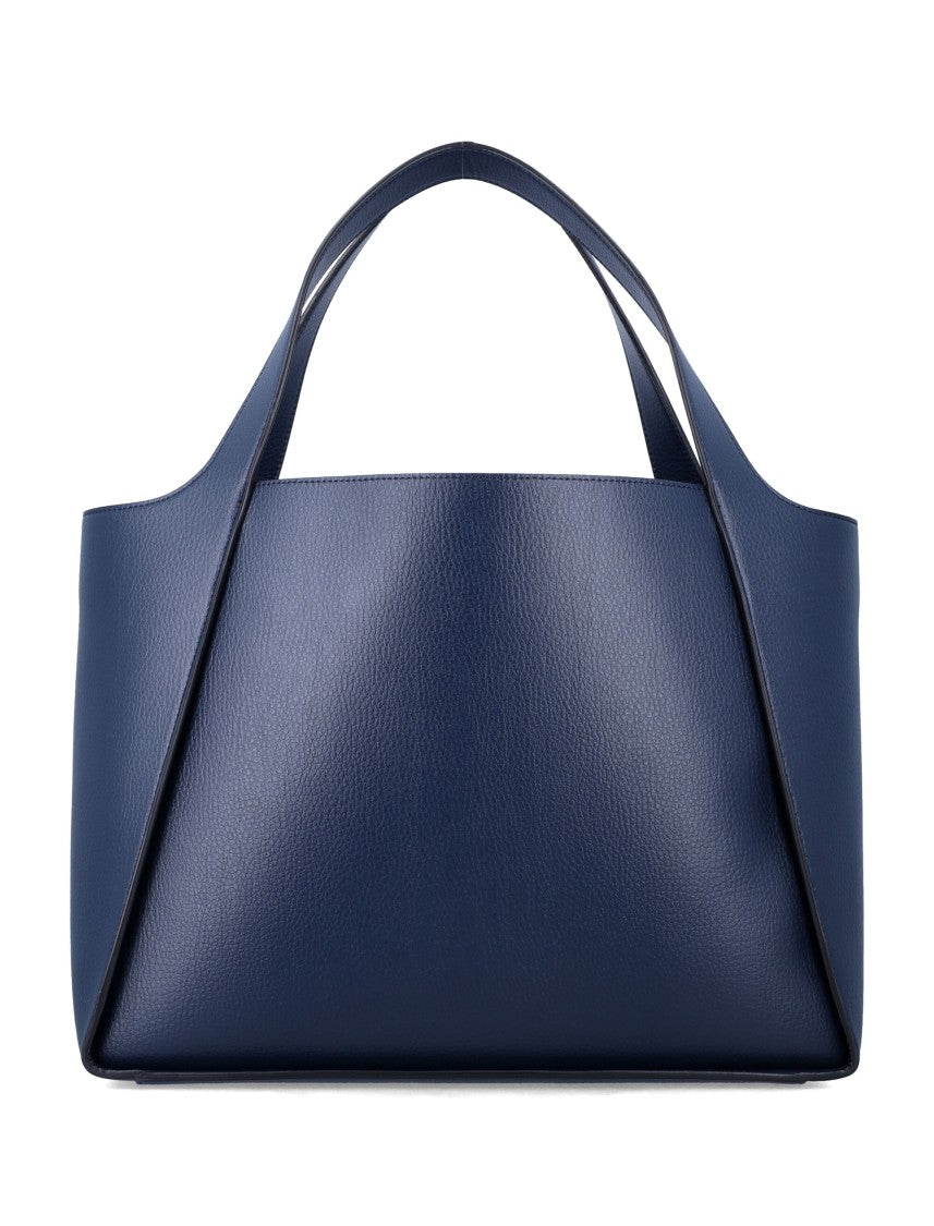 Stella Mccartney Pearl Grey Logo Grainy Embossed Vegan Leather Tote Bag