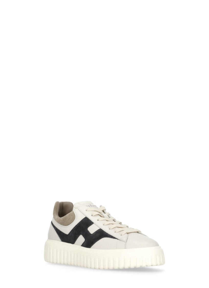 Hogan Ivory H-Stripes Suede-Blend Sneakers