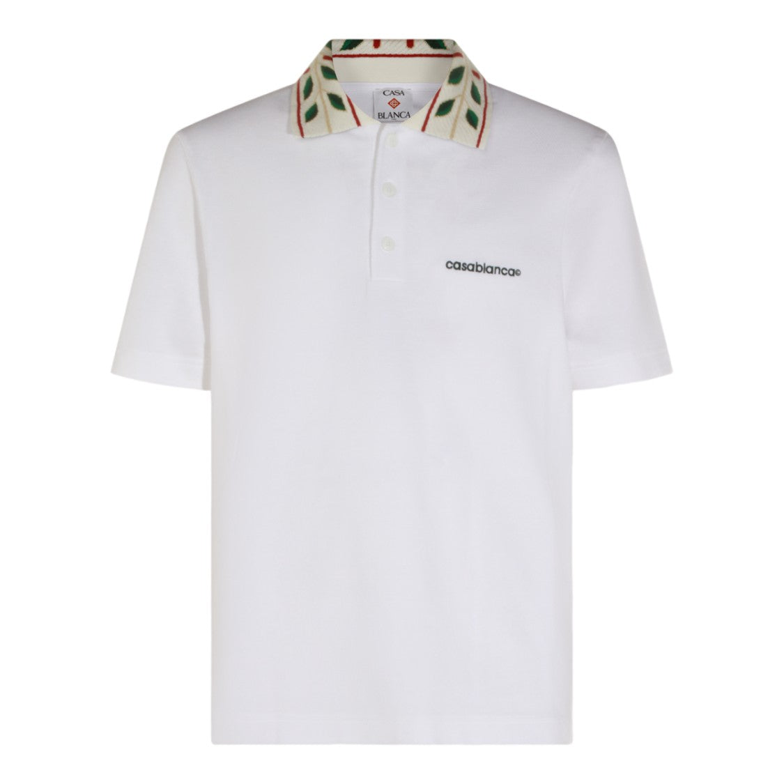 Casablanca Polo Shirt With Distinctive Leaf Pattern Collar