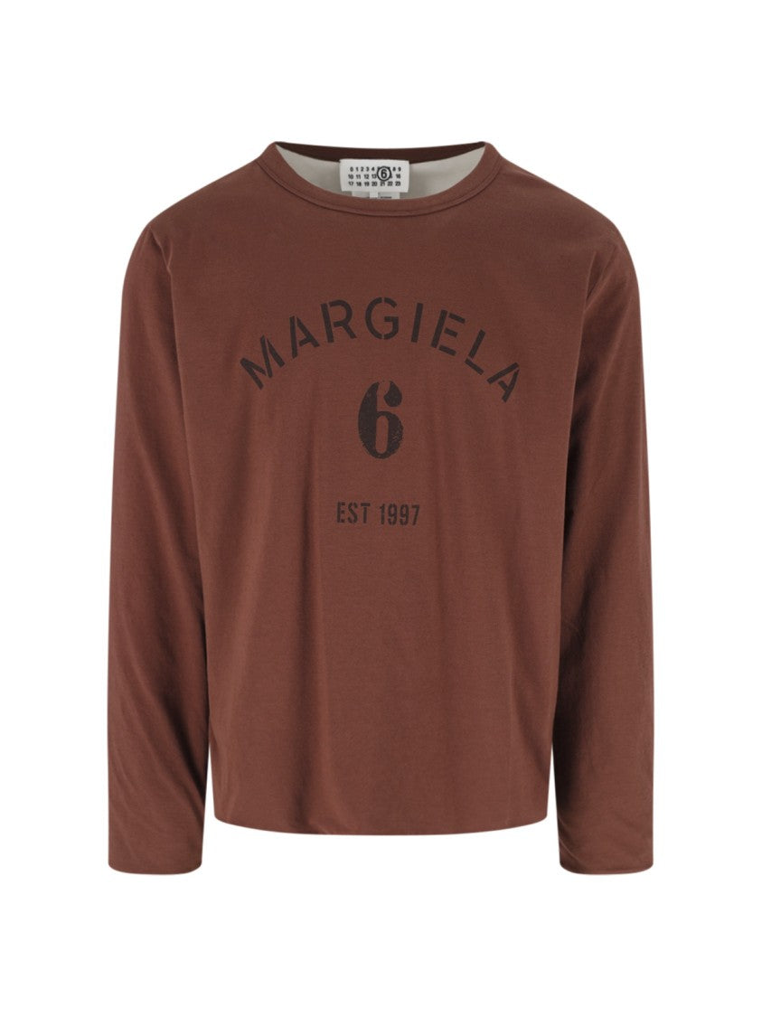 Mm6 By Maison Margiela Brown Cotton Reversible Long-Sleeve T-Shirt