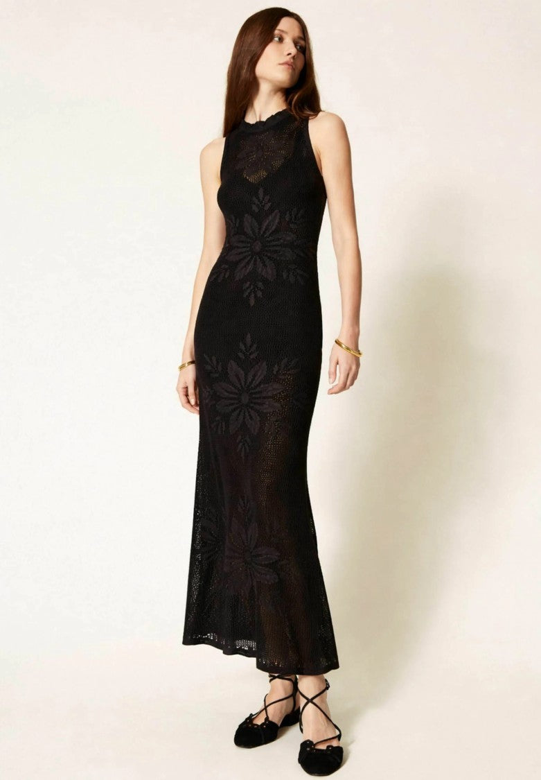 Twin-Set Maxi Dress With Floral Lace Patterns