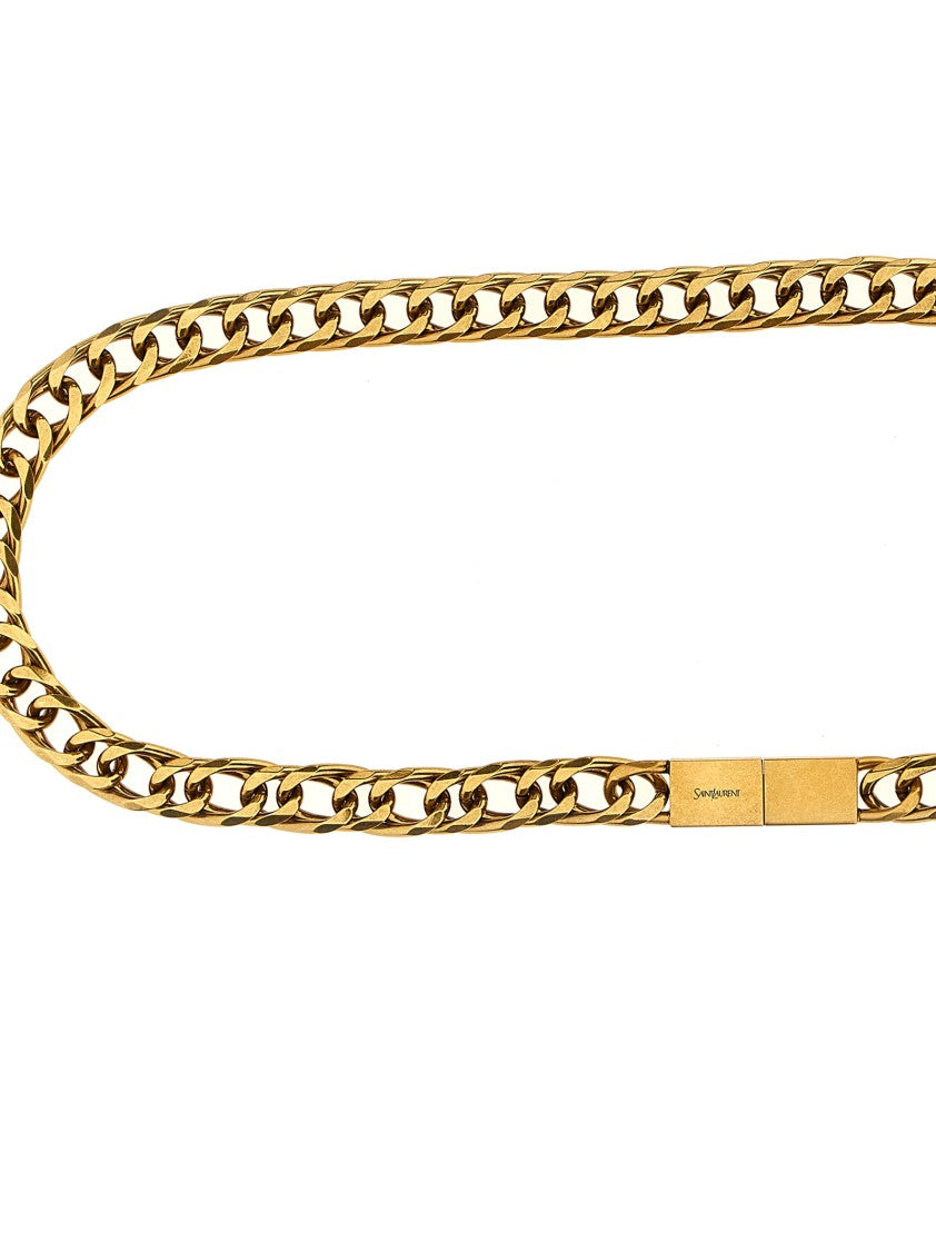 Saint Laurent Antiqued Brass Chain Belt With Interlocking Closure