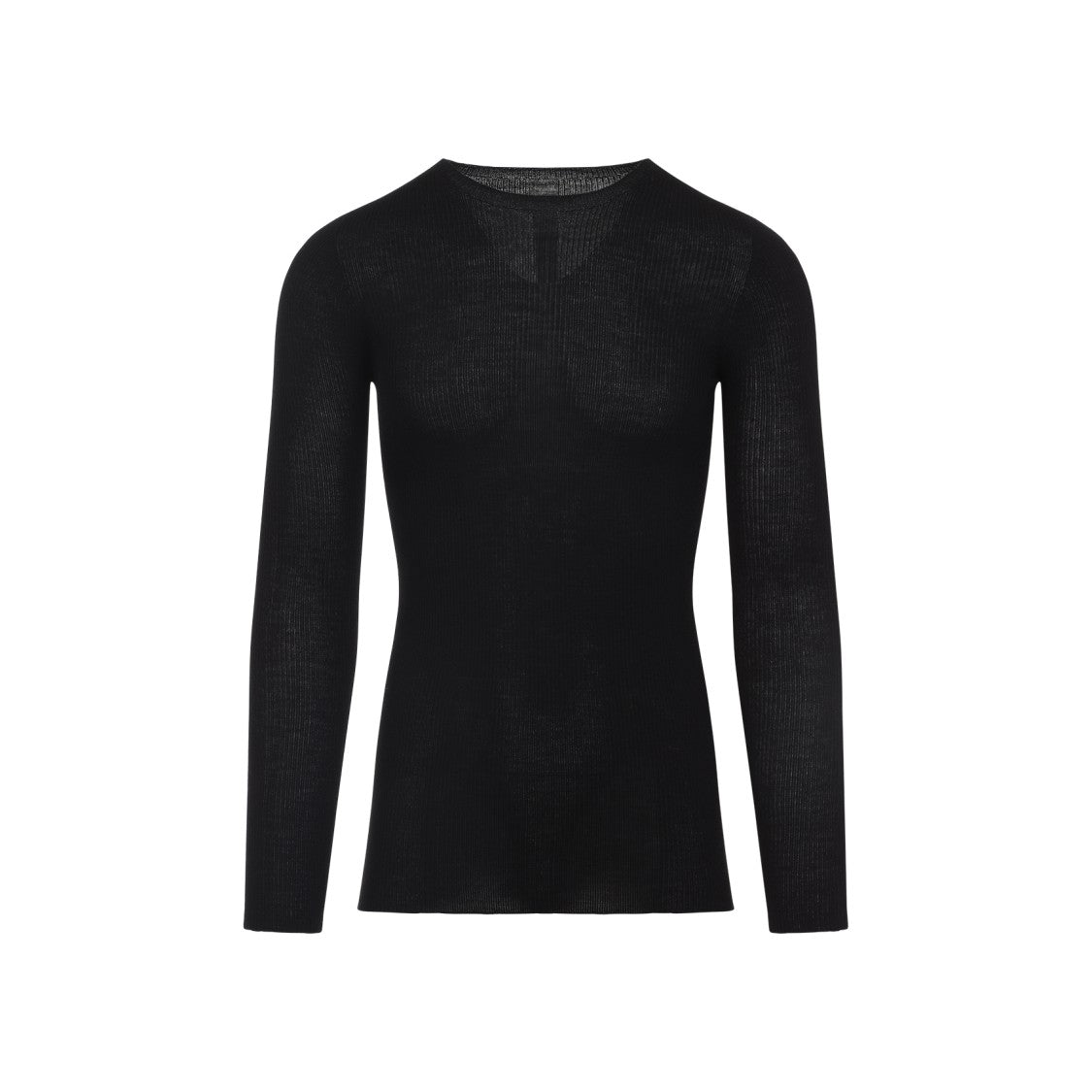 Rick Owens Black Wool Ribbed Round Neck Pullover