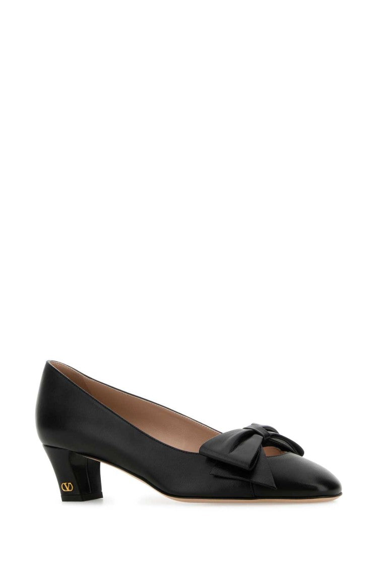Valentino Garavani Black Leather Bowow Pumps