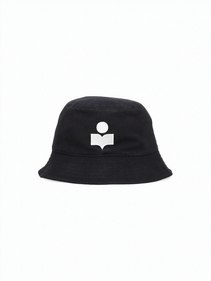 Isabel Marant Classic Black Cotton Bucket Hat With Embroidered Logo
