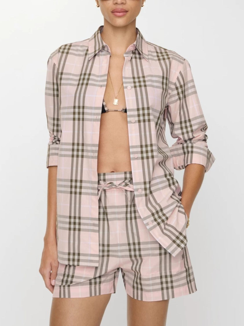 Burberry Pink Check Pattern Cotton Shirt