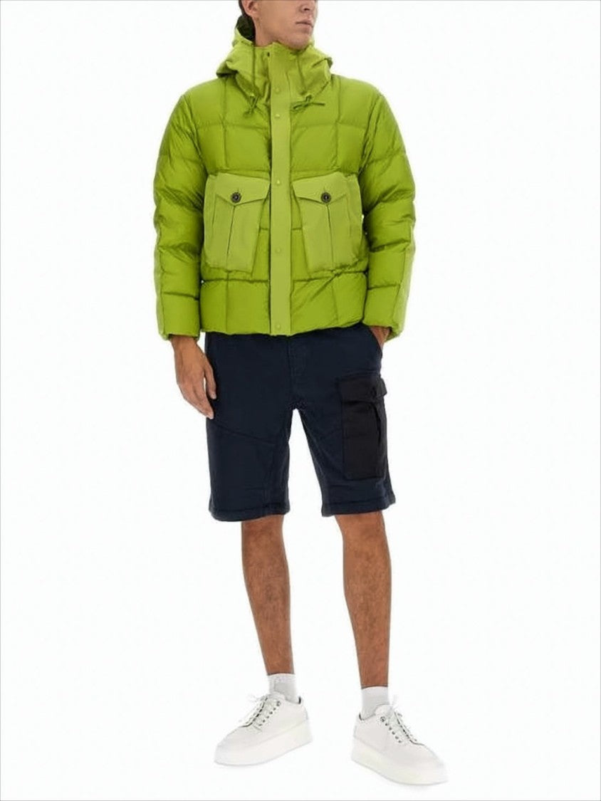 Ten C Lime Green Puffer Jacket With Adjustable Hood