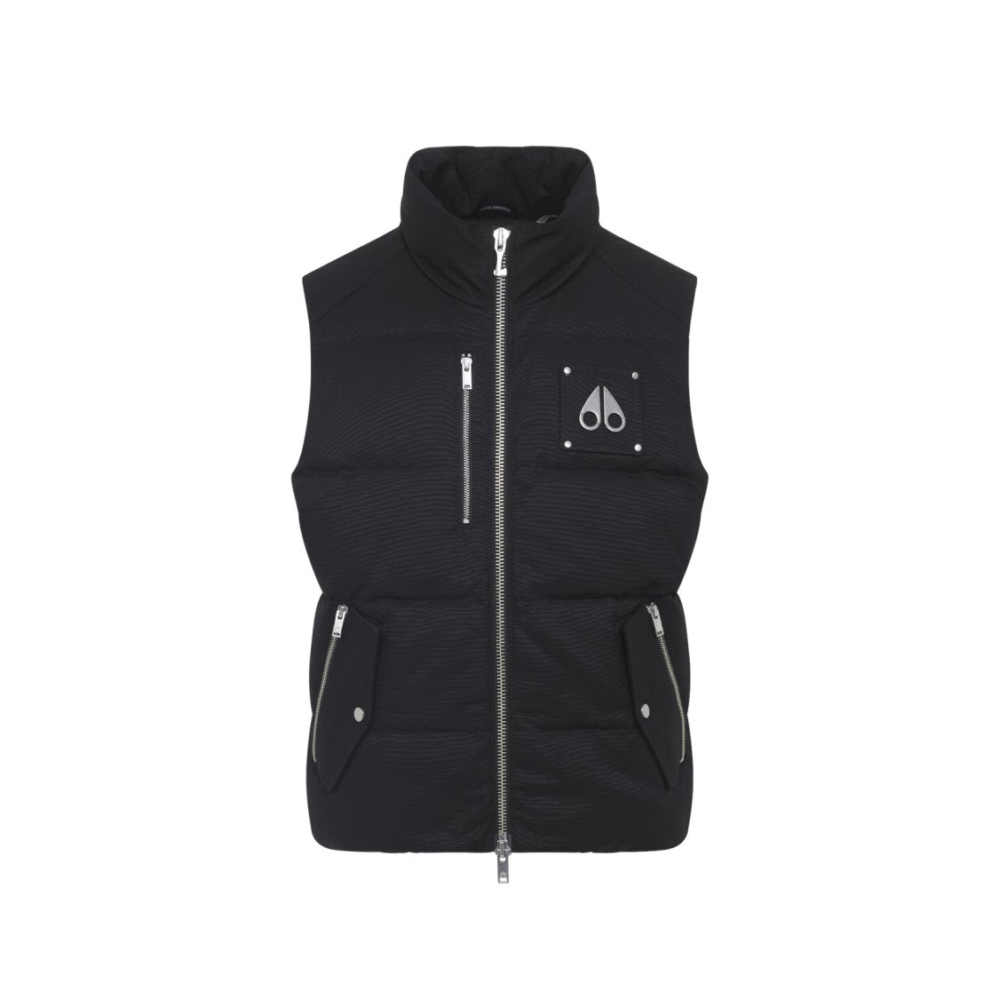 Moose Knuckles Quilted Black Waistcoat With High Collar
